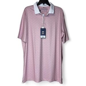 Boston Scott Golf Polo Men XXL Pink‎ Geometric Modern Reflector Performance Core
